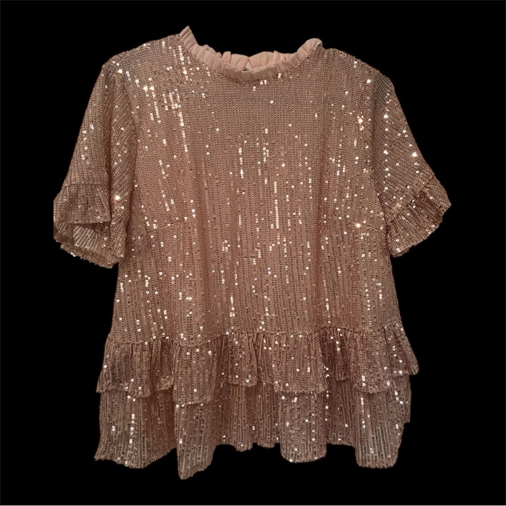Shimmering Ruffle Sequin Blouse